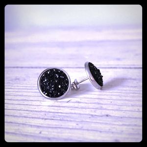 ❤️ 5 for $25 12mm large black druzy Earrings